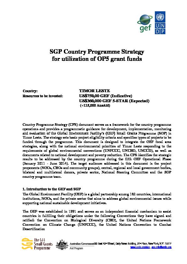 Welcome To The Gef Small Grants Programme