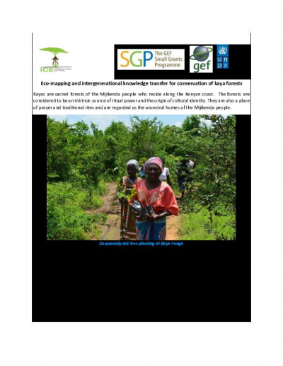 Eco-mapping and intergenerational knowledge transfer for conservation of kaya forests
