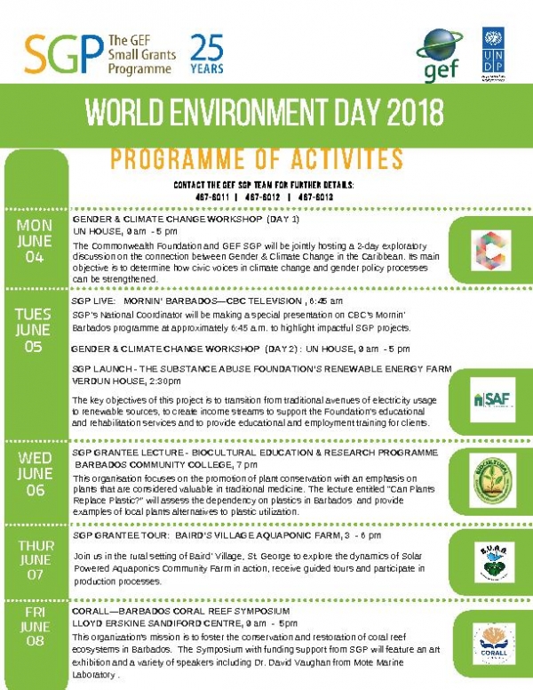 SGP Barbados Activities for World Environment Day 2018