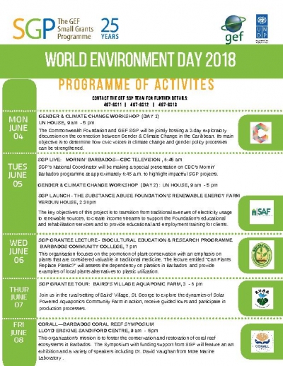 SGP Barbados Activities for World Environment Day 2018