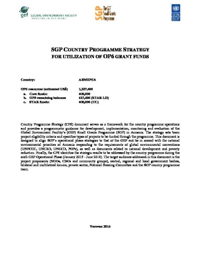 OP6 SGP Armenia Country Programme Strategy
