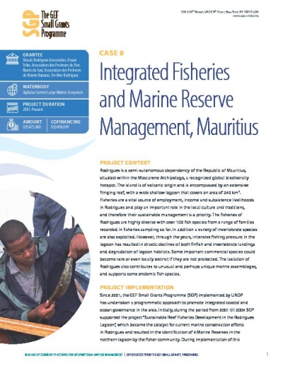 Integrated Fisheries and Marine Reserve Management, Mauritius