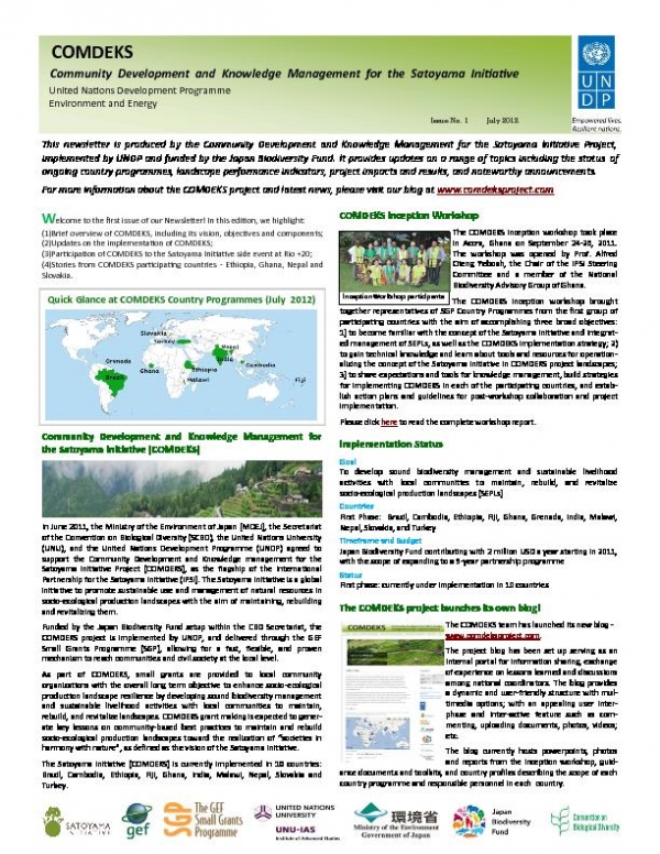 COMDEKS Newsletter Issue 1, July 2012