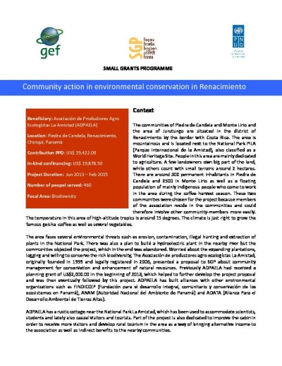 Community action in environmental conservation in Renacimiento - Panama