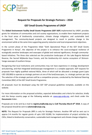 Kenya - Request for Proposals for Strategic Partners - 2018