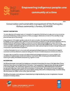 Sustainable Management of the Humuyaku Kichwa Community Forests