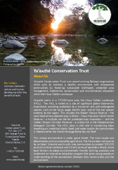 Innovative Landscape Management by Ya`axche Conservation Trust