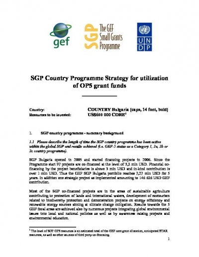 SGP Country Programme Strategy