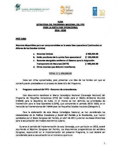 OP6 SGP Cuba Country Programme Strategy