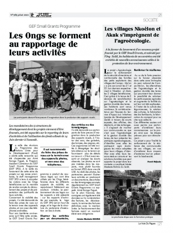 Les ONG/OSCs se forment au rapportage de leurs activit&eacute;s