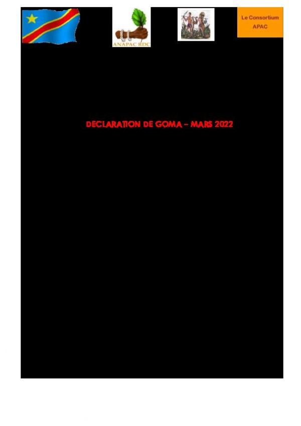 Goma Declaration from the 1st sub-regional ICCA Assembly in Central Africa