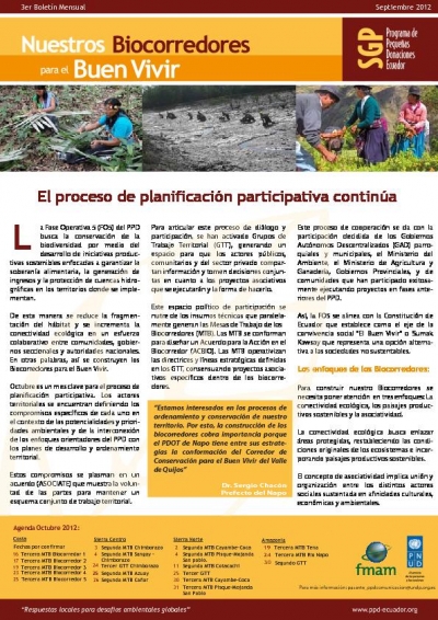 PPD Ecuador, Boletin 3, 2012 - Biocorredores
