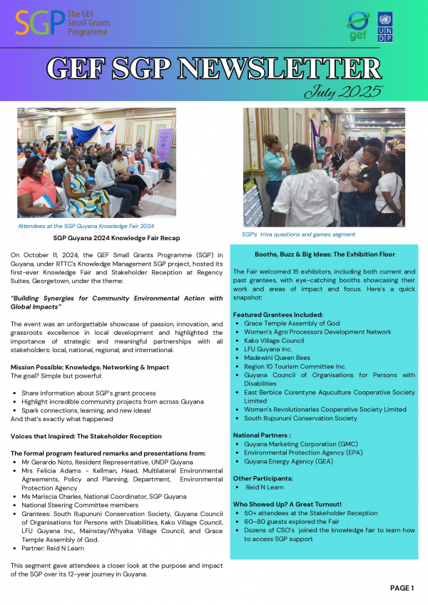 GEF SGP Guyana July 2025 Newsletter