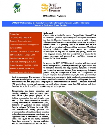Cameroon: Promoting biodiversity conservation through sustainable Livelihood Options