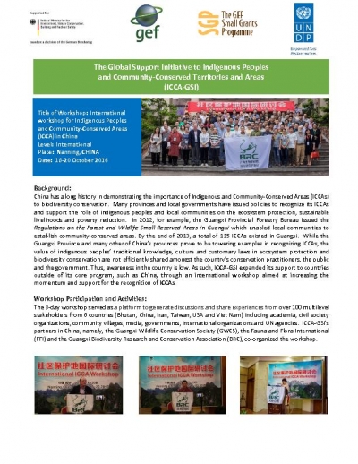 ICCA-GSI Workshop Report from Nanning, China