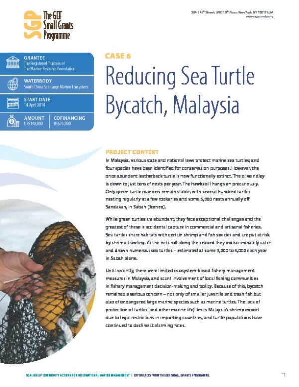 Reducing sea turtle bycatch, Malasyia