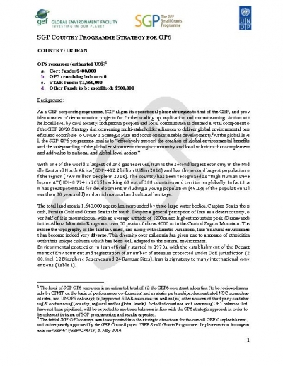 OP6 SGP Iran Country Programme Strategy