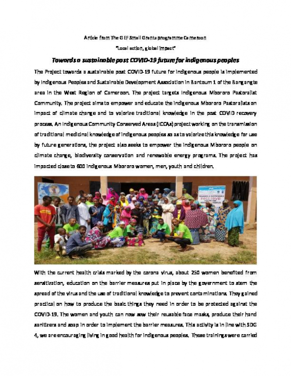 Toward a sustainable Post COVID future for indigenous peoples