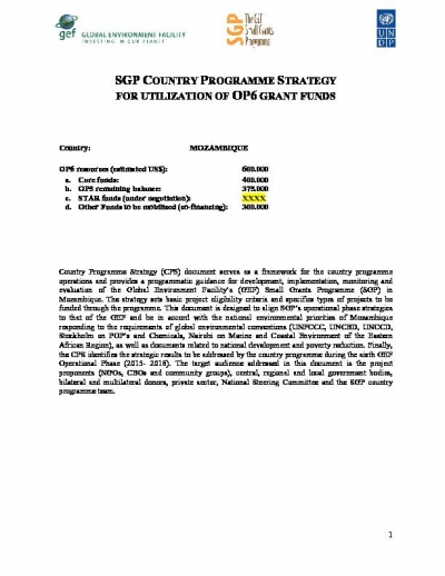 OP6 SGP Mozambique  Country Programme Strategy