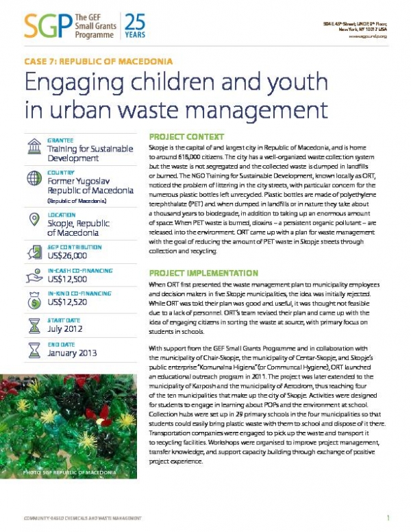 Macedonia: Engaging children and youth in urban waste management