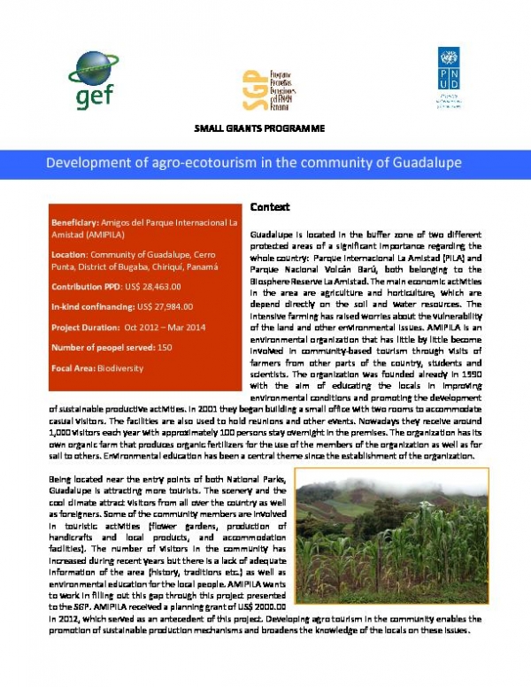 Development of agro-ecotourism in the community of Guadalupe - Panama
