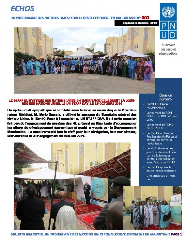 SGP Mauritania in UNDP Mauritania newsletter, October 2016