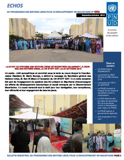 SGP Mauritania in UNDP Mauritania newsletter, October 2016