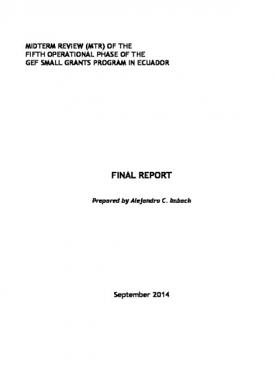 OP5 GEF SGP Ecuador  Mid Term Evaluation