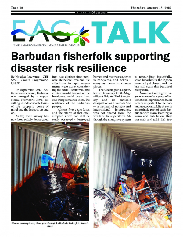 Barbudan fisherfolk supporting disaster risk resilience