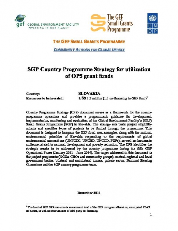 SGP Country Programme Strategy