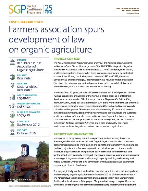 Kazakhstan: Farmers association spurs development of law on organic agriculture