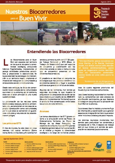 PPD Ecuador, Boletin 2, 2012 - Biocorredores