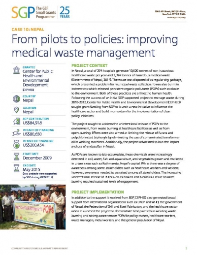 Nepal: From pilot to policies, improving medical waste management