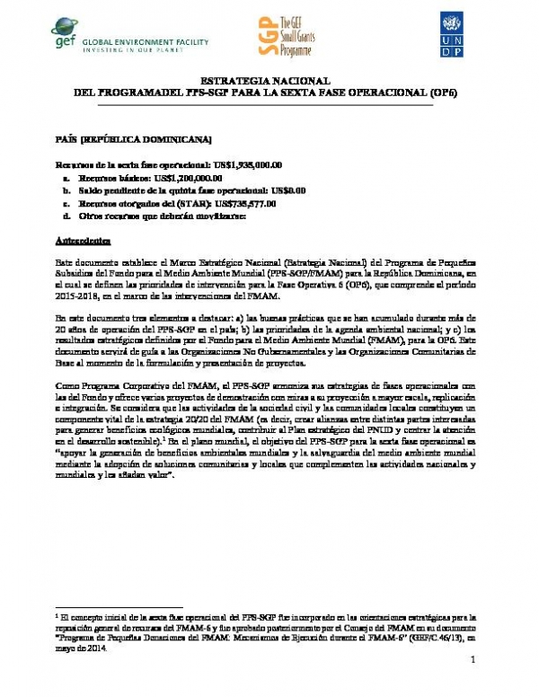 OP6 SGP Dominican Republic  Country Programme Strategy