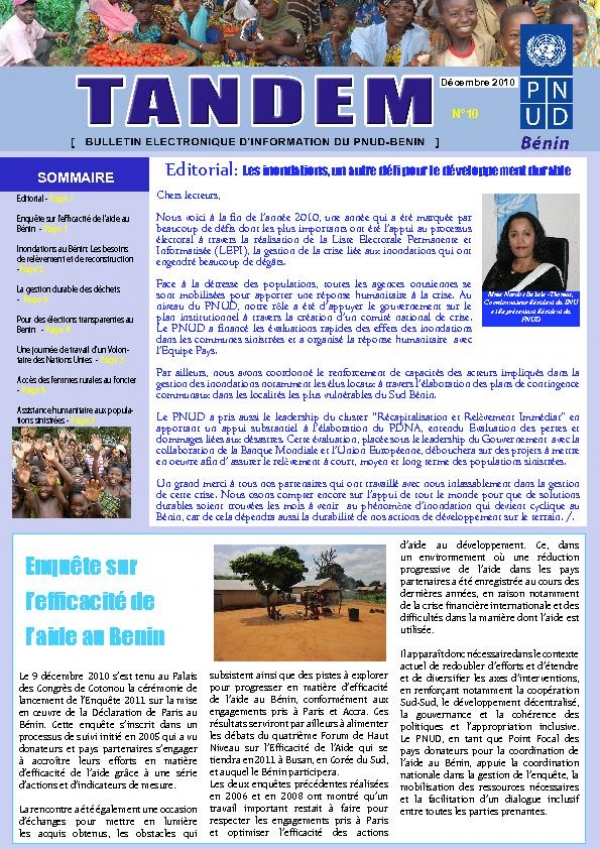 SGP Benin at UNDP Benin newsletter, December 2010