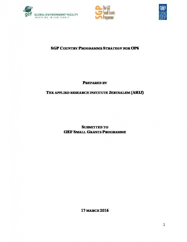 OP6 SGP Palestinian Authority Country Programme Strategy