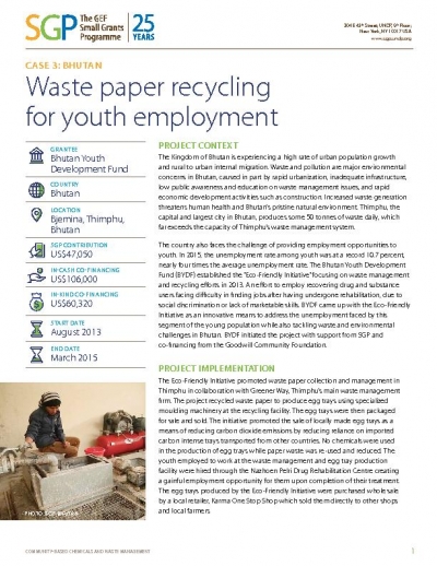 Bhutan: Waste paper recycling for youth employement