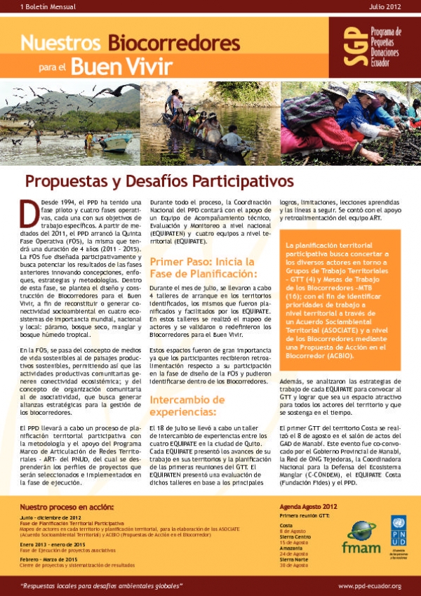 PPD Ecuador, Boletin 1, 2012 - Biocorredores