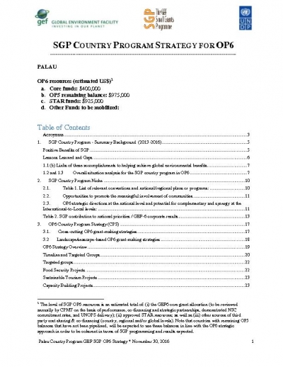 OP6 SGP Palau  Country Programme Strategy