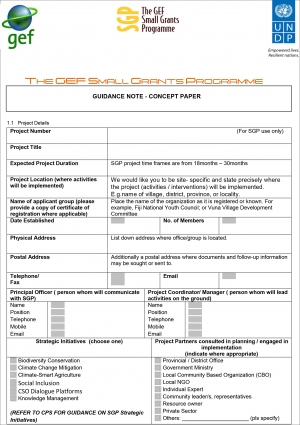 OP6 SGP Fiji Project Concept form, Guidance