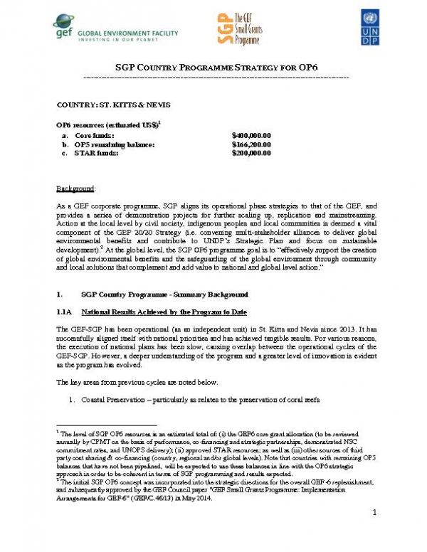 OP6 SGP Saint Kitts and Nevis Country Programme Strategy